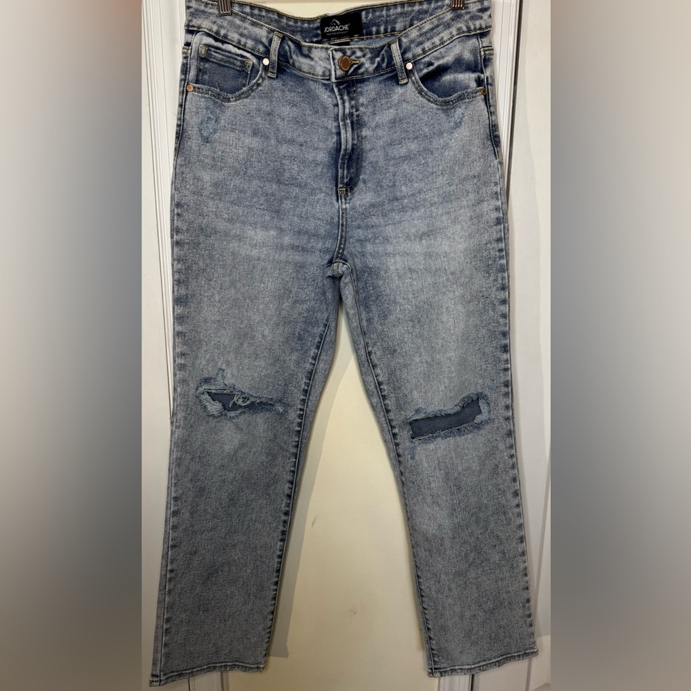 Jordache woman’s High Rise Straight- Acid Wash Jeans